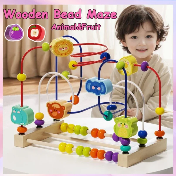 Wooden Animal Fruit Bead Maze