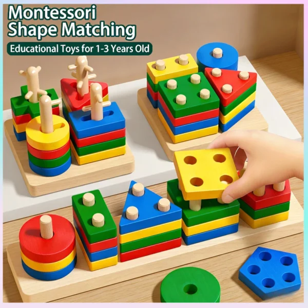 Wooden Shape Sorter Stacker Toy