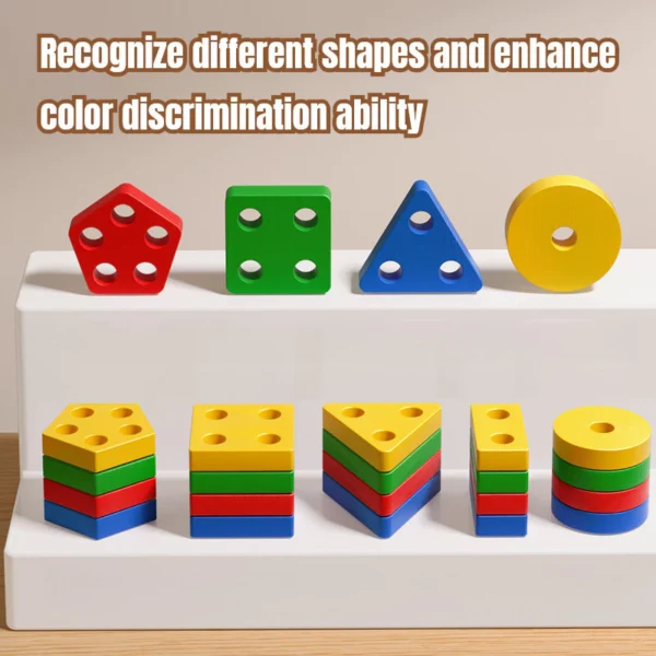 Wooden Shape Sorter Stacker Toy